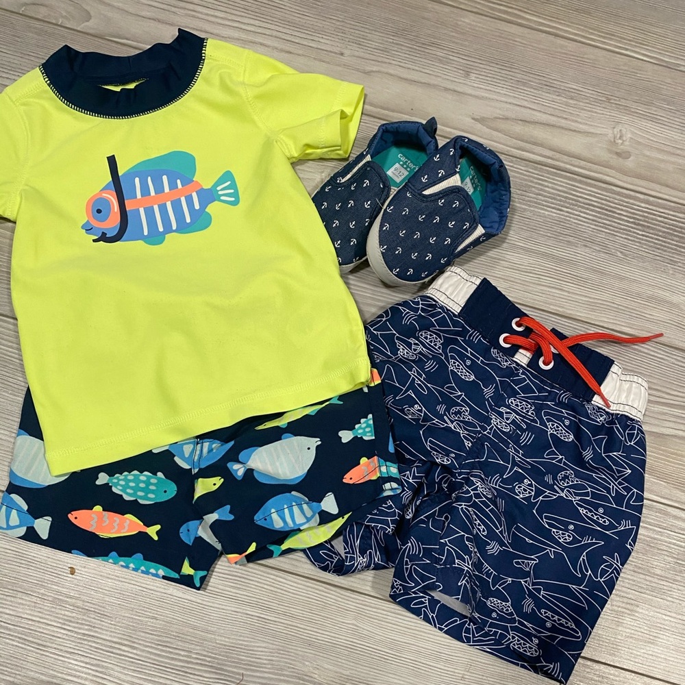 Lot of Boys swim size6-12 months , shoes 9-12 mo